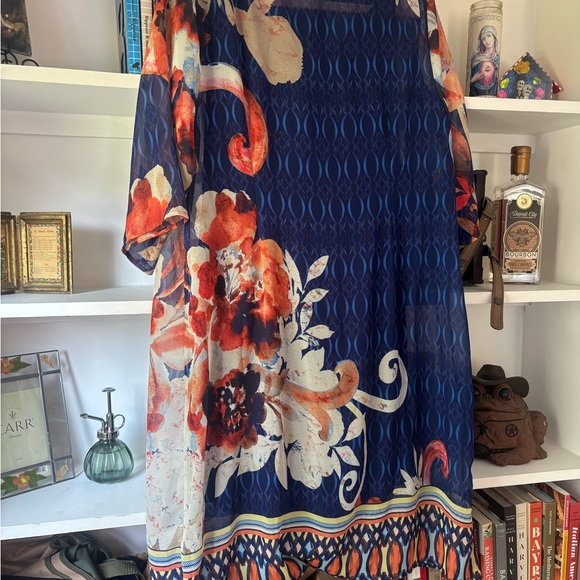 SOFT SURRONDINGS Beaded Tassel Tunic 3/4 Sleeve Dress SZ Large - Picture 6 of 6